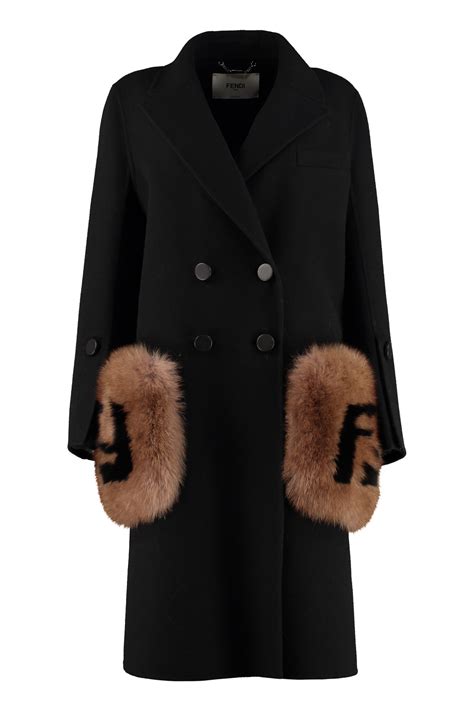 fendi black wool coat|Fendi denim jacket women's.